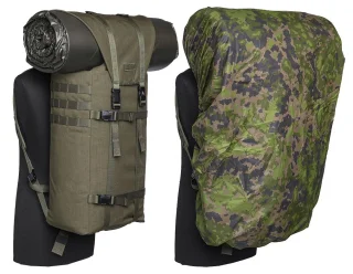 Large over a Finnish M05 backpack with sleeping mat on top.