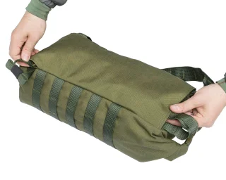 The shoulder straps can be tucked away inside the back compartment.