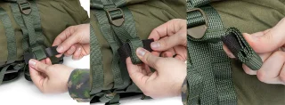 Loose webbing ends come with a piece of Velcro One-Wrap for tidying up.