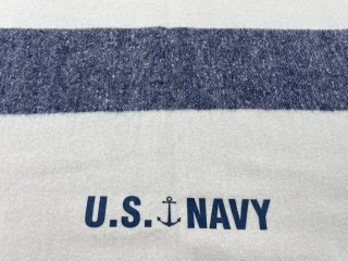 With blue stripe and NAVY print.