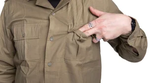 Two buttoned outer breast pockets for the bribes you pass on to your boss.