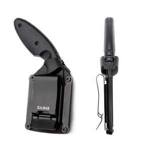 A sheath with a belt clip is included. It is set up to be carried on the left side but can easily be changed to a right-side carry.