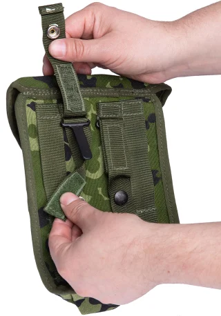 The PLCE attachment fits various belts and the back has other webbing loops as well.