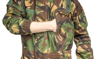 Chest pocket on the left, shaped to carry a handgun.