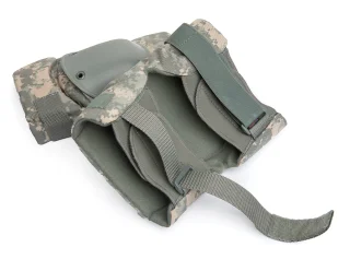 Knee pads have a two-stage attachment.