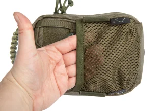 Mesh pouch on the front for e.g. medical gloves.