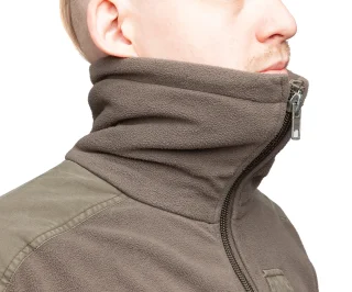 The high collar has several layers.