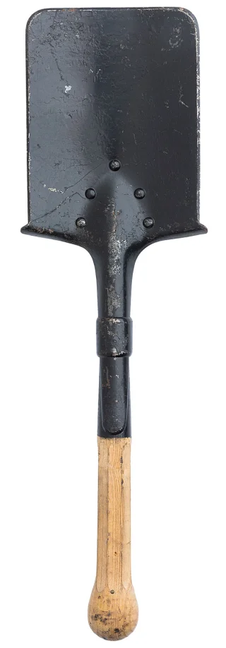 The shovel has an octagonal shaft with a charming dildoesque knob pretending to be an ergonomic handle.