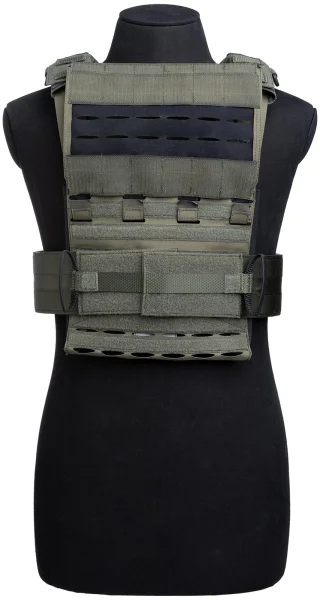 Detachable, laser cut MOLLE/PALS front panel.