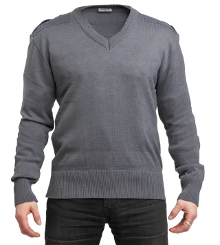 Austrian V-neck Pullover, Gray, Surplus