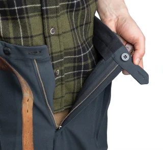 Double button closure. Some pants have a button and a hook.