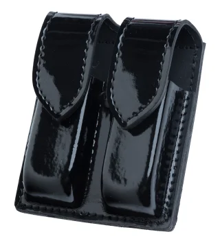 Safariland 77 Double Pistol Magazine Pouch, Size 4, High Gloss Black, Unissued