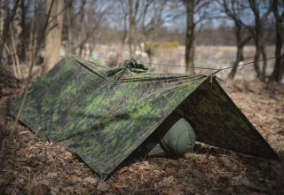 The poncho can be used to construct different types of emergency shelters.