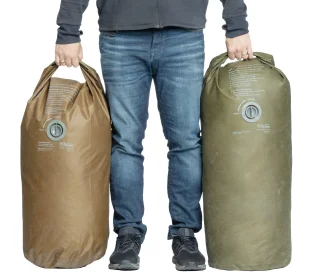 Side-by-side comparison with the larger OD green ILBE sack.