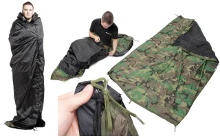 The Poncho Liner mates perfectly with a US Army Rain Poncho and becomes a light sleeping bag. Rain Poncho is NOT inlcluded