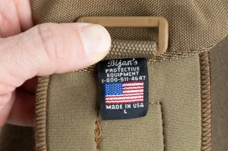 Made in the USA by Bijan’s Protective Equipment (BPE-USA)—at least the ones we checked. We don’t know whether these have also been made by other companies, so don’t be alarmed if you find other logos.