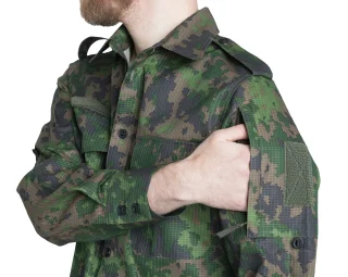 A zippered sleeve pocket with a loop base for patches.